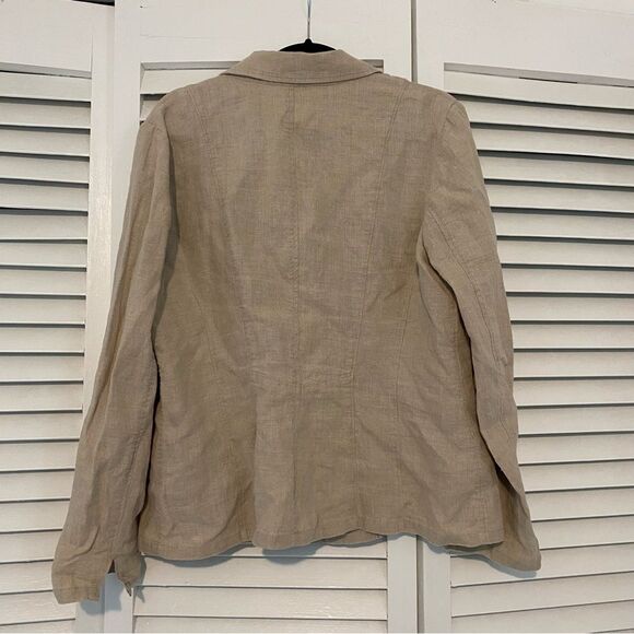 Coldwater Creek size 14 100% Linen Neutral Coastal Lightweight Blazer - Picture 9 of 9